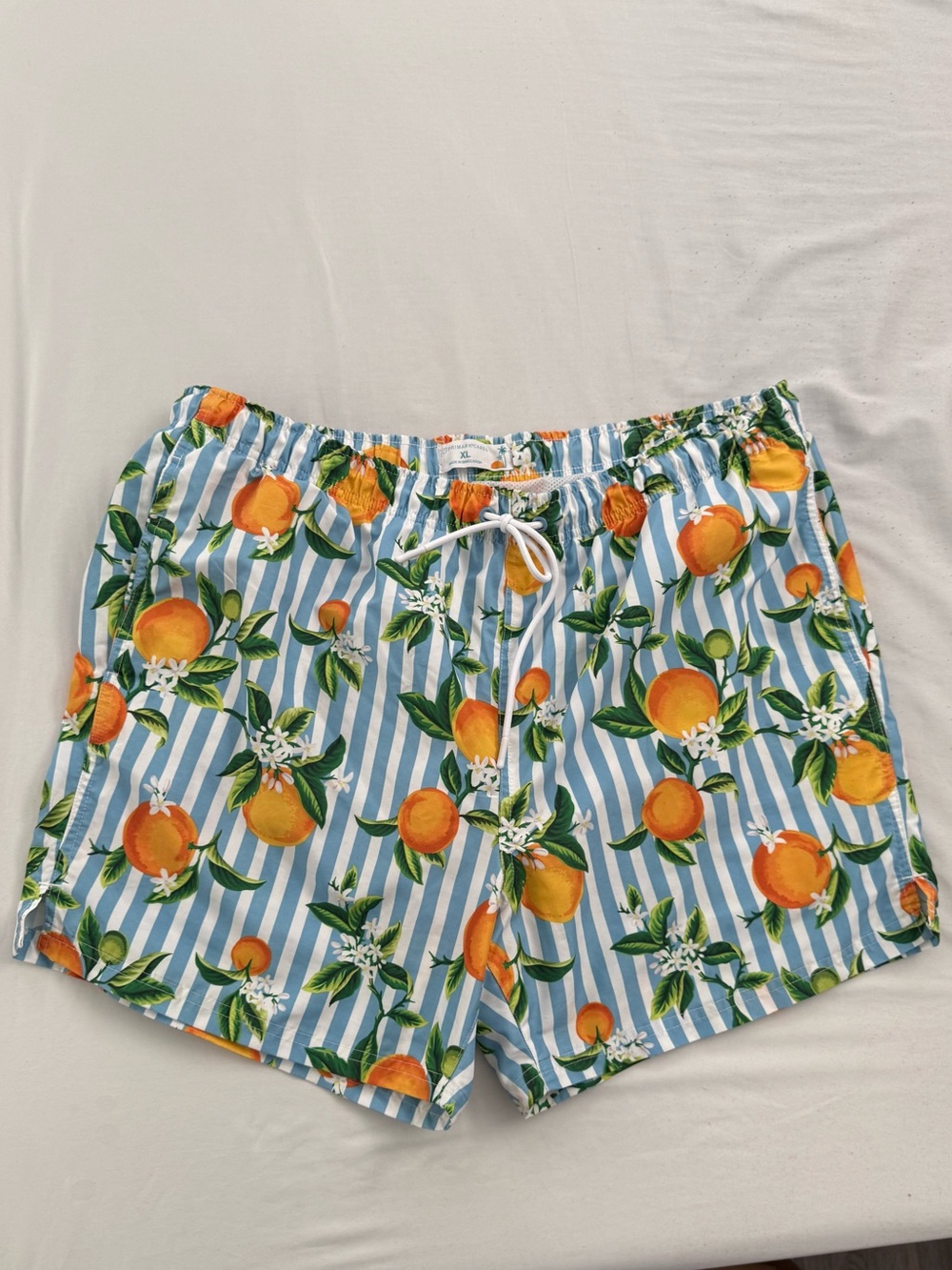 Primark Blue and Orange Striped Citrus Drawstring Shorts
